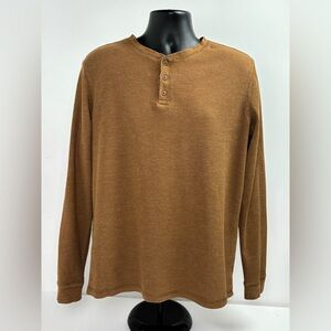 Men's Brown Henley Shirt Size L